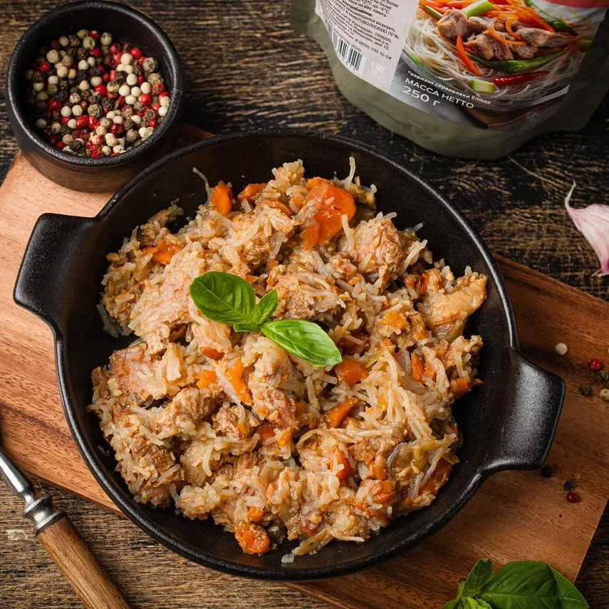 Консервы (Кронидов) Фунчоза со свининой и овощами (250г.)_2