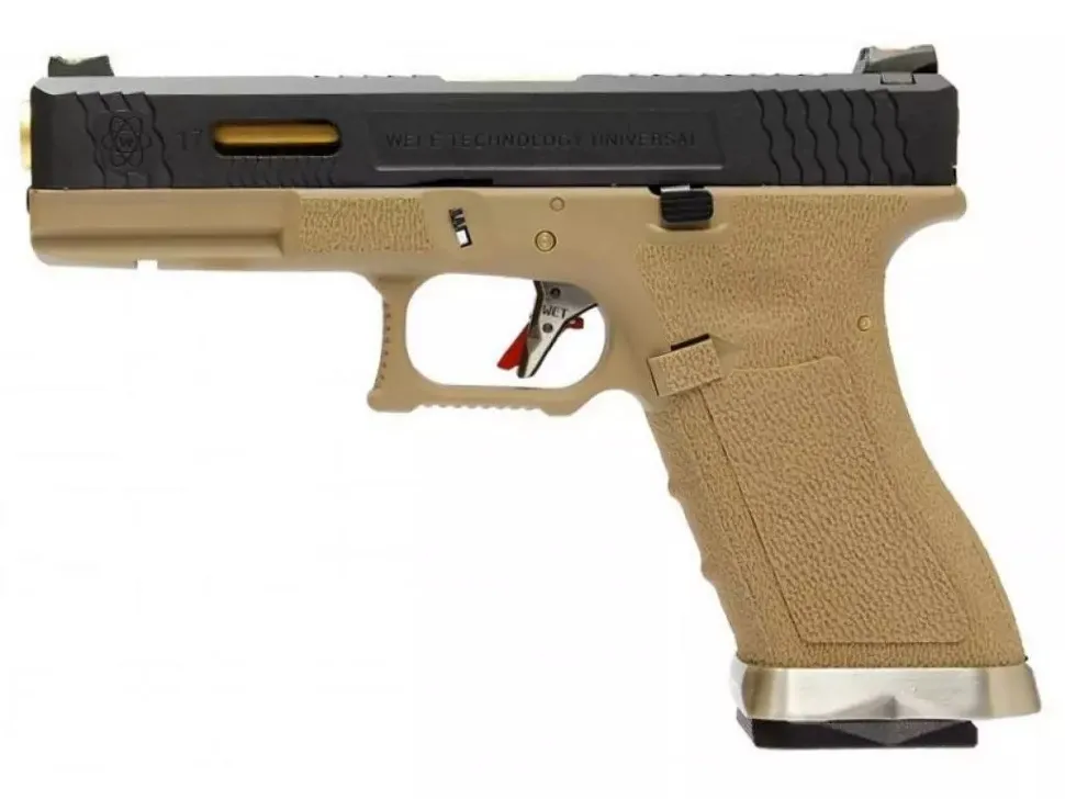 Пистолет (WE) GLOCK 17 G-Force Gen.4 (Greengas, Blowback, ПесочныйСтвол ХромЧерный затвор)2