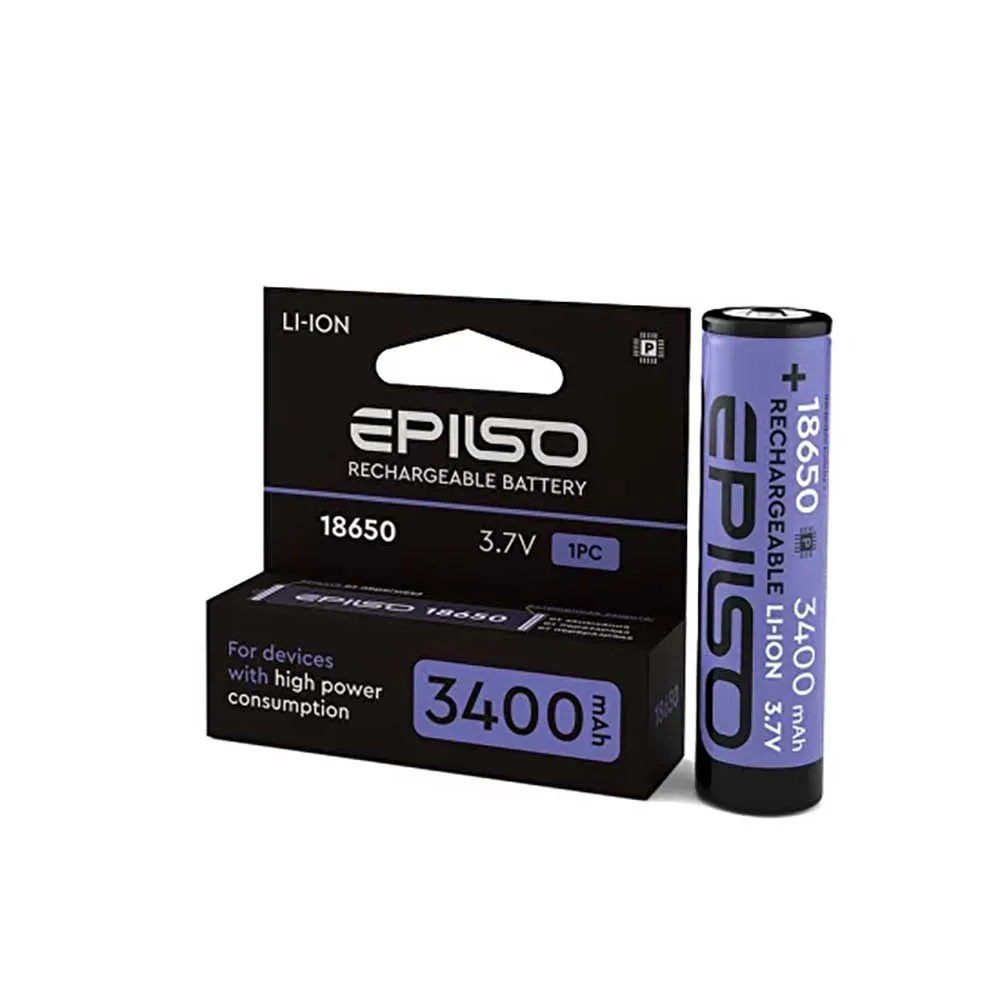 Аккумулятор 18650 (Epilso) Li-ion (3400mAh, 3.7V, без защиты, 1шт) ГЛ065348