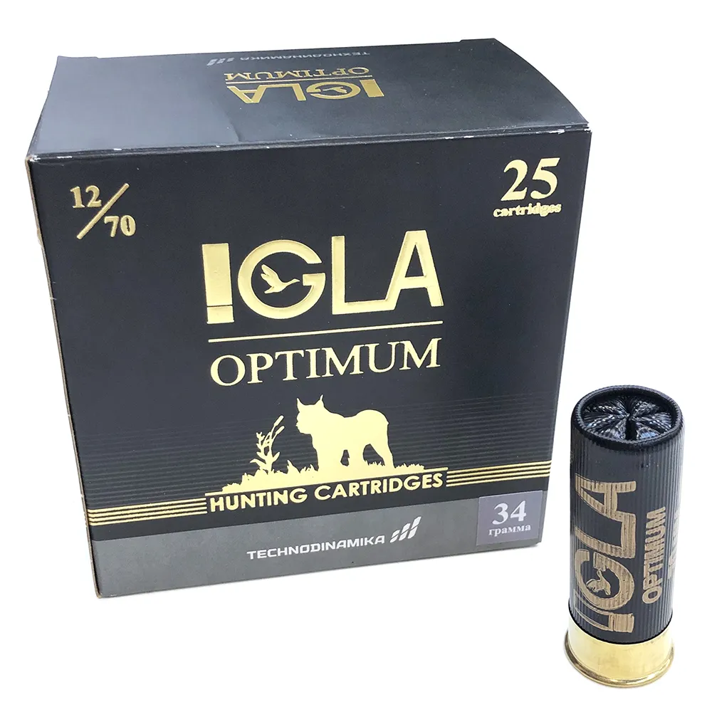 Патрон 12x70 (IGLA) Игла-Оптимум, Дробь № 3, 34 гр., (пачка 25 шт.)