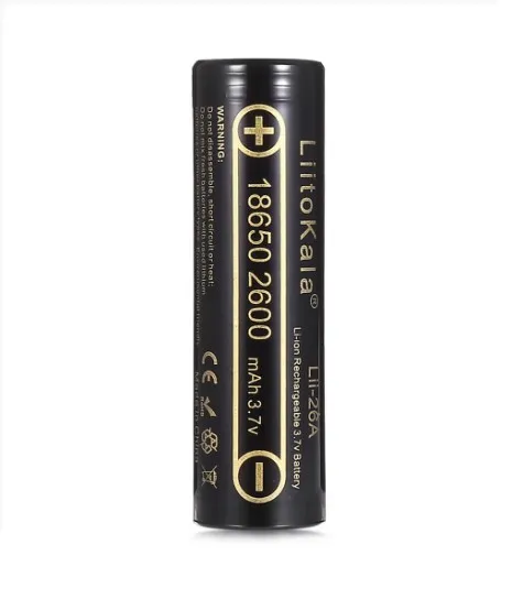 Аккумулятор 18650 (LiitoKala) Li-ion (Высокотоковые 2600 mAh, 3.7 вольта, 1шт)