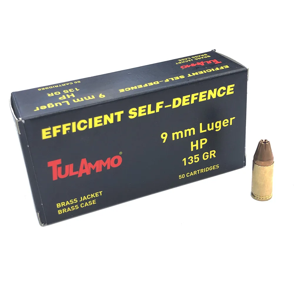Патрон 9х19 (ТПЗ) пуля HP 135 gr_8,7 гр. ,латунная оболочка, латунная гильза (пачка 50 шт.)