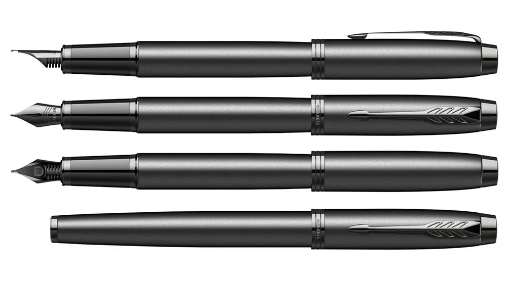 Ручка перьевая (Parker) IM Achromatic (Black BT, F, Синие чернила)_5