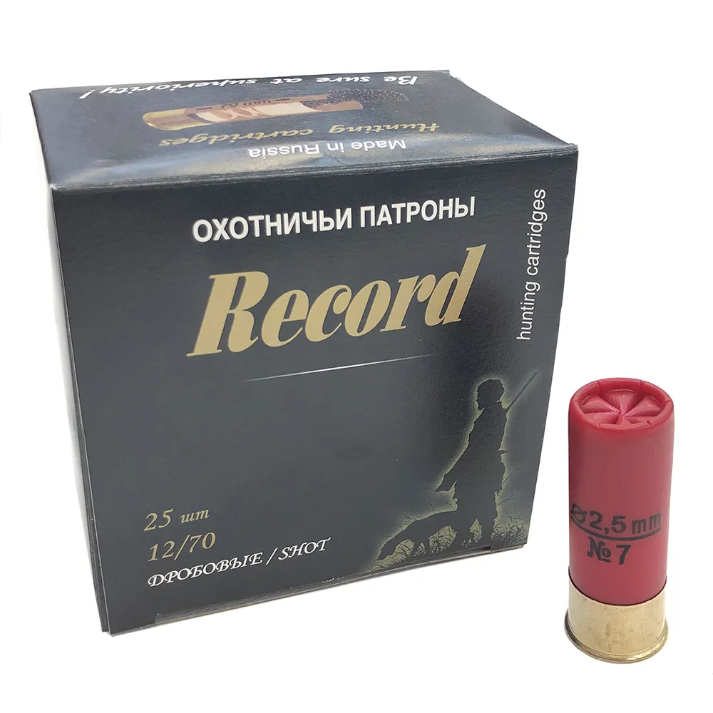 Патрон 12x70 (КХЗ) Рекорд Дробь № 7, 32 гр. (пачка 25 шт.)