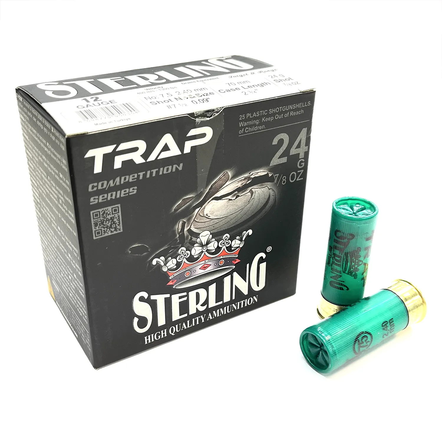 Патрон 12x70 (STERLING) Дробь № 7,5, 24 гр., TRAP (пачка 25 шт.)