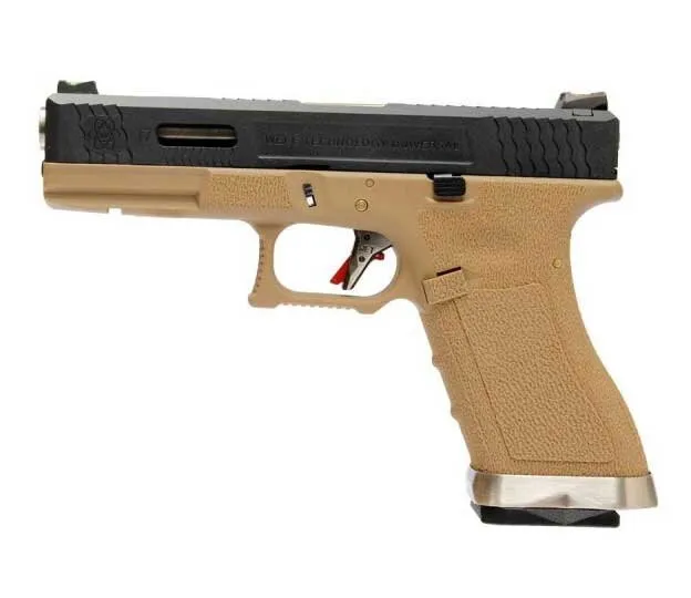 Пистолет (WE) GLOCK 18C G-Force (Greengas, Автоогонь, ПесочныйЧерный затворХром стволик)