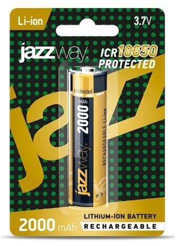 Аккумулятор 18650 (Jazzway)  (2000mAh, 3.7V, Li-ion, с защитой, 1шт)