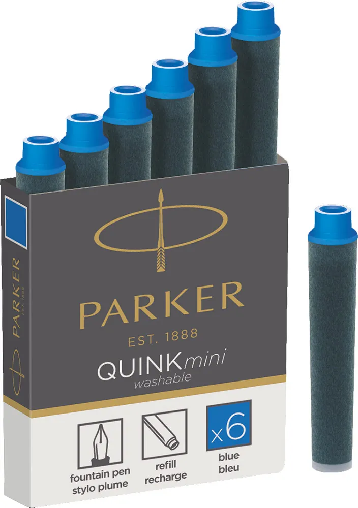 Картридж (Parker) для перьевой ручки Quink Mini (Синие чернила, 6 шт)