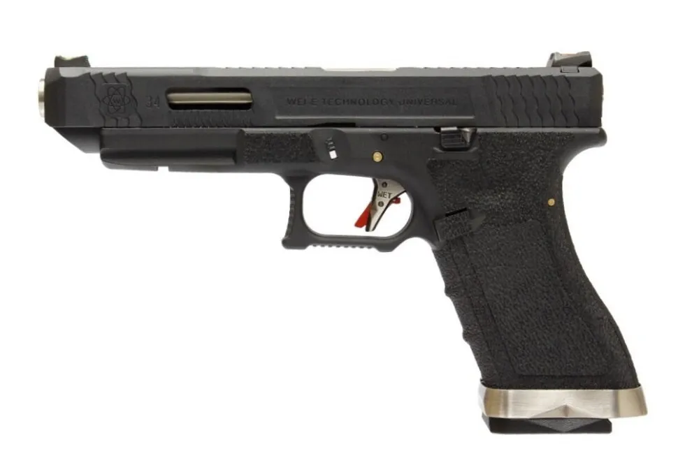 Пистолет (WE) GLOCK 34 G-Force Gen.4 (Greengas, Blowback, RIS, ЧерныйХромированный ствол)