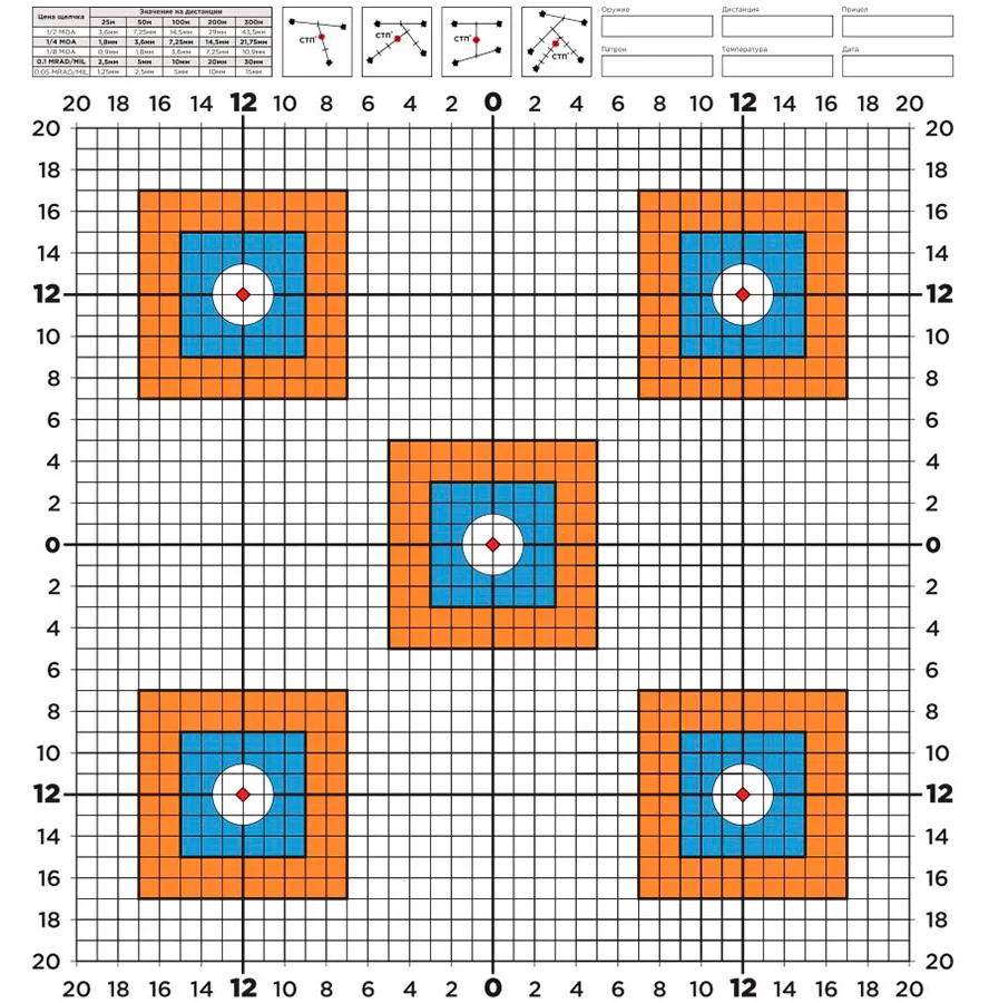 Мишень Выверка-5 (Бумага 100 г_м, 400х400 мм)