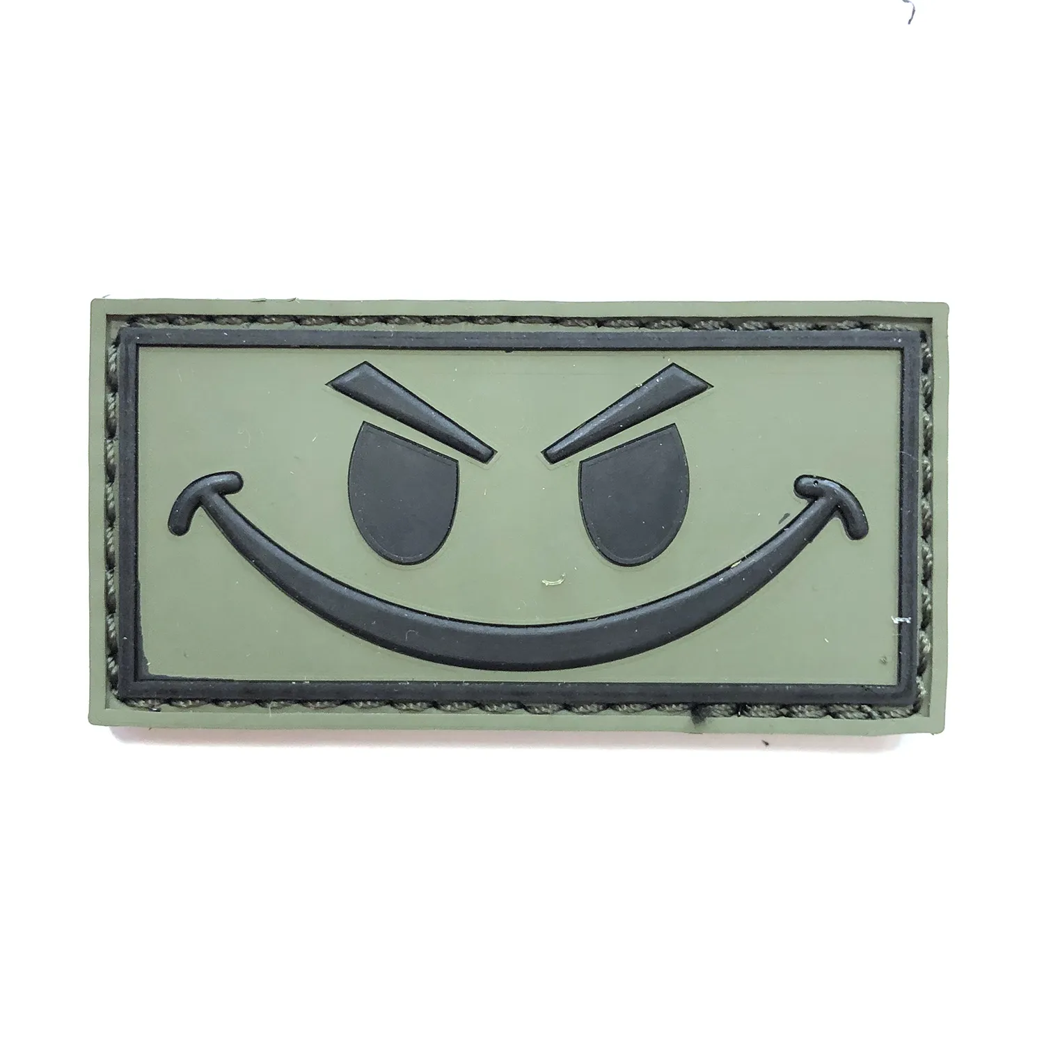 Нашивка Smile (ПВХPVC, 70х35, Черный на оливе) улыбка