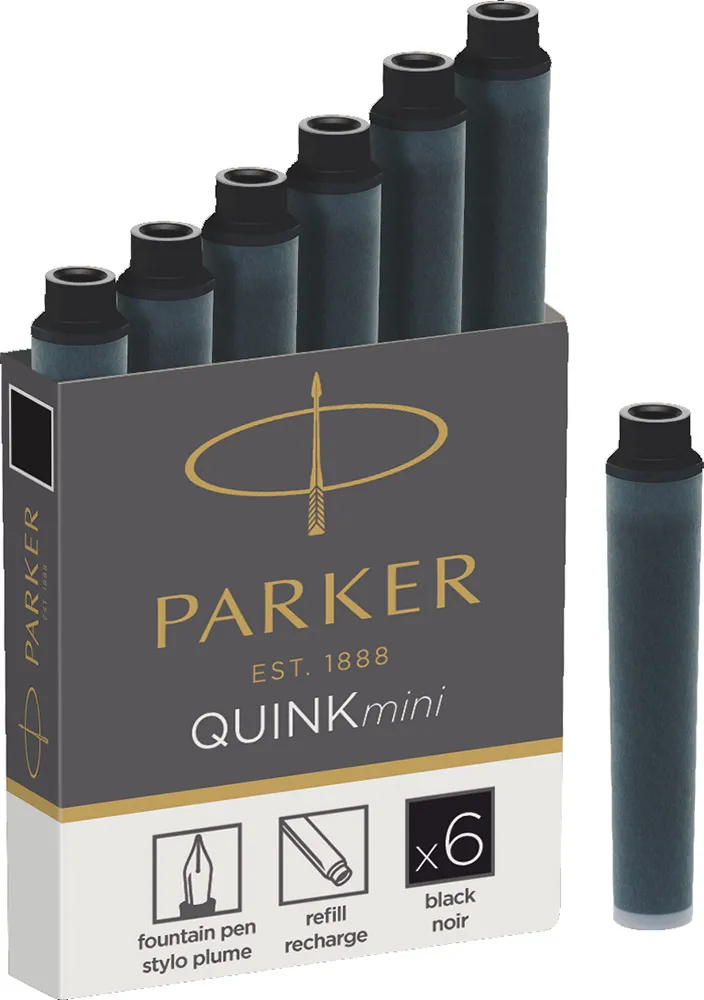 Картридж (Parker) для перьевой ручки Quink Mini (Черные чернила, 6 шт)