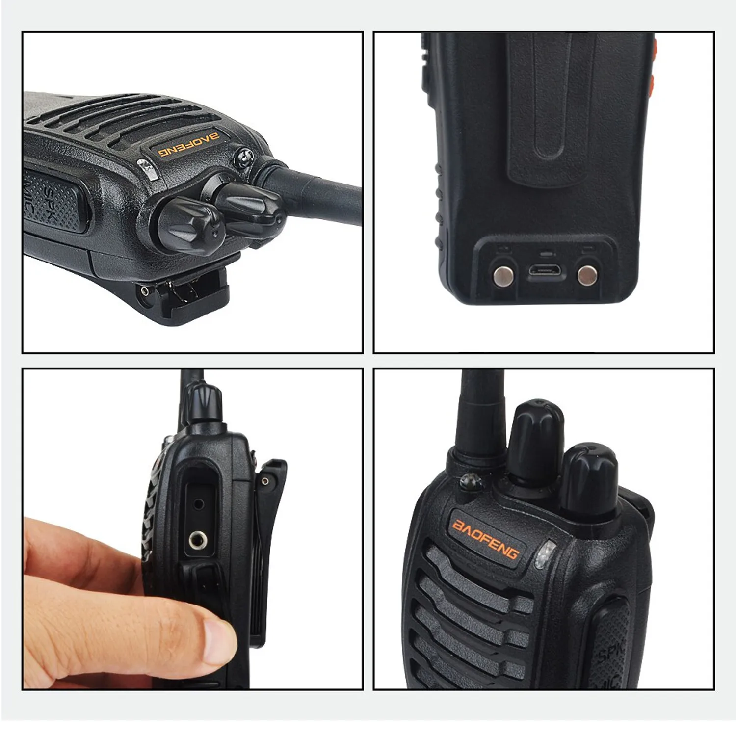 Комплект раций (Baofeng) BF-888H (до 2Ватт программир., UHF, до 10км, 16 каналов, 2 шт, 1500mAh, Черный) 5