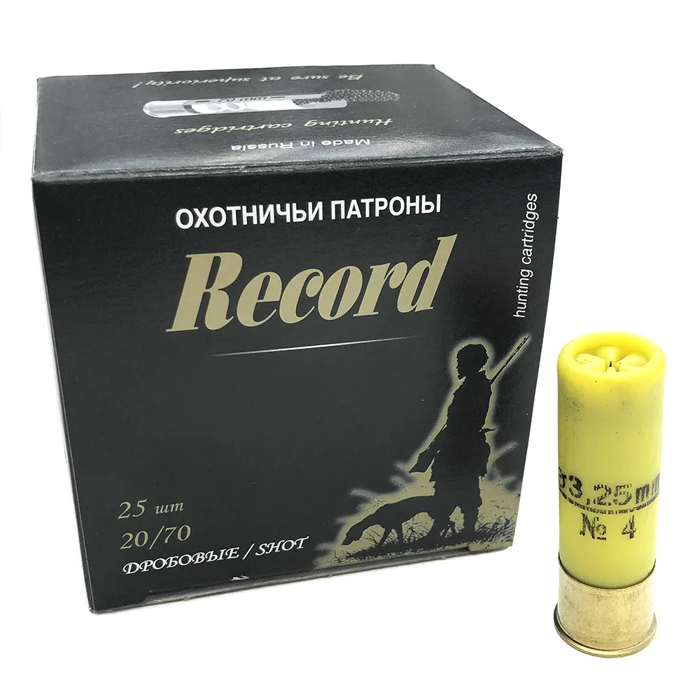 Патрон 20x70 (КХЗ) Рекорд Дробь № 4, 32 гр. (пачка 25 шт.)