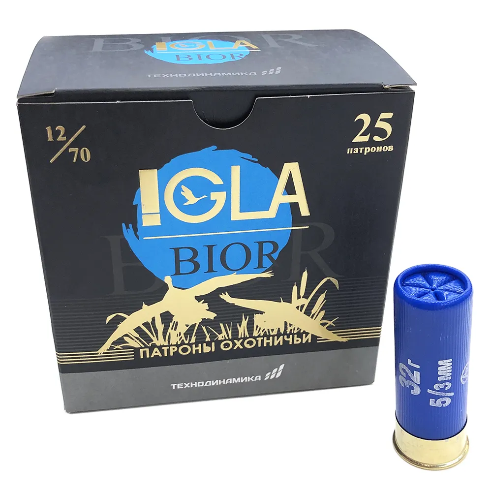 Патрон 12x70 (IGLA) Игла-Биор, Дробь № 5, 32 гр., (пачка 25 шт.)