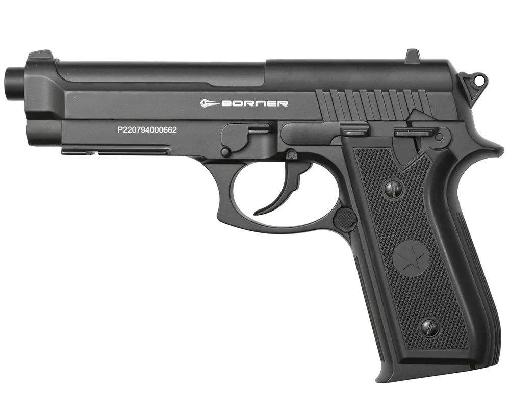 Пистолет (Borner) Beretta 92M (Weaver, CO2, Метал, Чёрный)