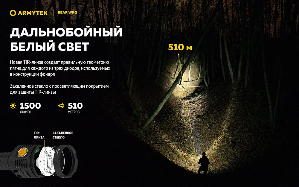 Фонарь (Armytek) Bear WRG (1500 люмен, Зеленый, Красный, Белый)_4