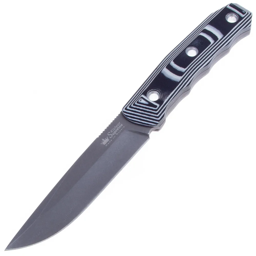 Туристический нож (Kizlyar Supreme) Echo (AUS-8, Satin, Stonewash, Серая рукоять G10, Ножны кайдекс)