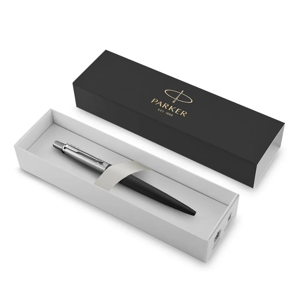 Ручка шариковая (Parker) Jotter Essential (Satin Black CT, M, Синие чернила)_2