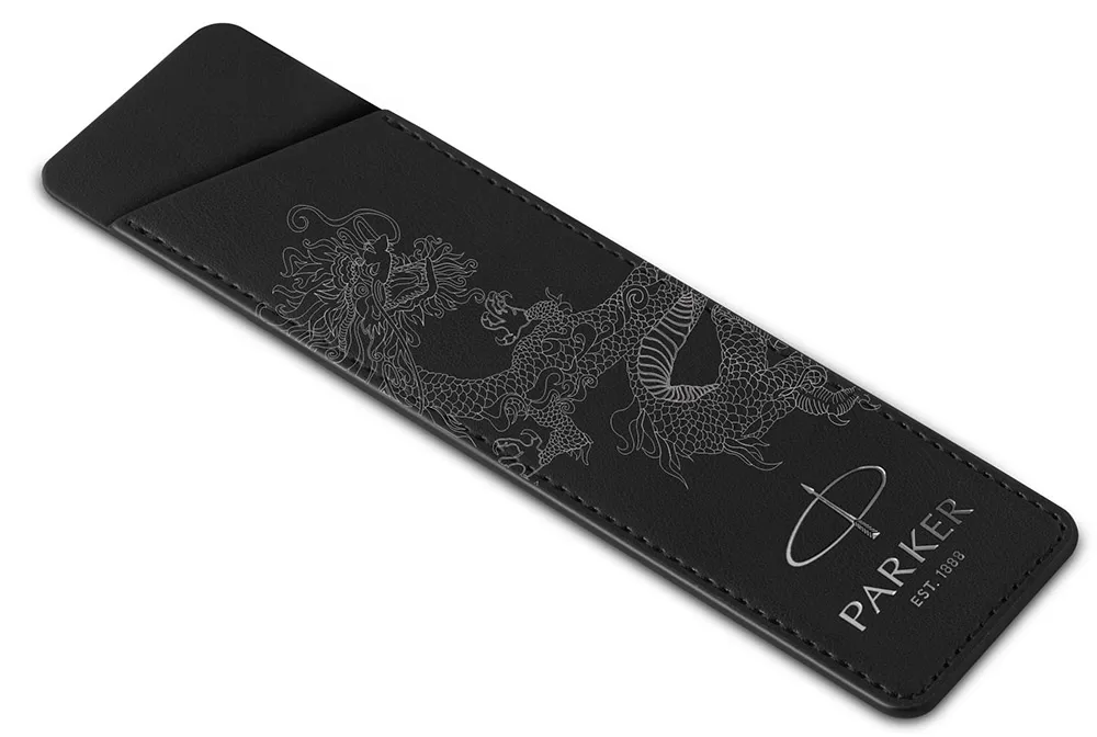 Чехол (Parker) Dragon Special Edition (Матово-черный, Кожа, Замша, Серебряное тиснение)