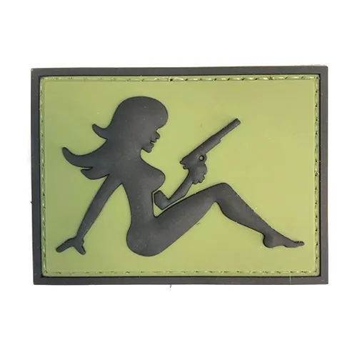 Нашивка Girl With Pistol (ПВХ_PVC, Олива) девушка с пистолетом