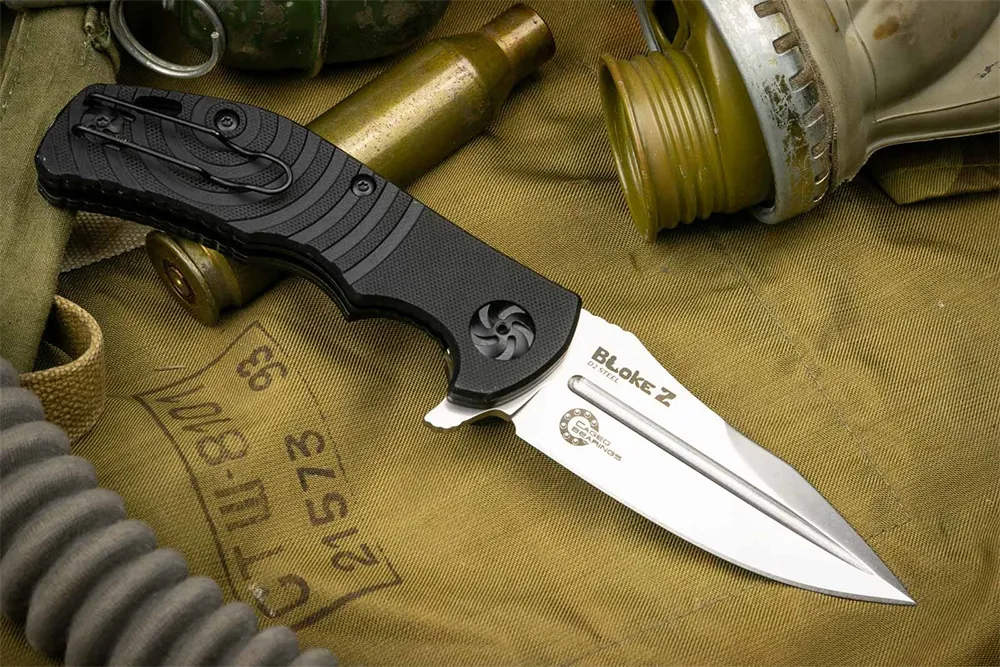 Складной нож (Kizlyar Supreme) Bloke-Z (D2, Stonewash, Чёрный, Рукоять G10)_2