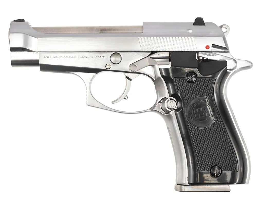 Пистолет (WE) Beretta M84 (Greengas, Blowback, Хром)
