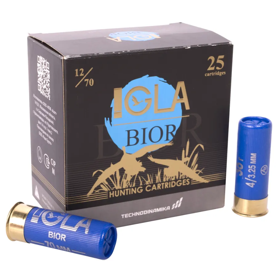 Патрон 12x70 (IGLA) IGLA-BIOR, Дробь № 4, 36 гр., (пачка 25 шт.)