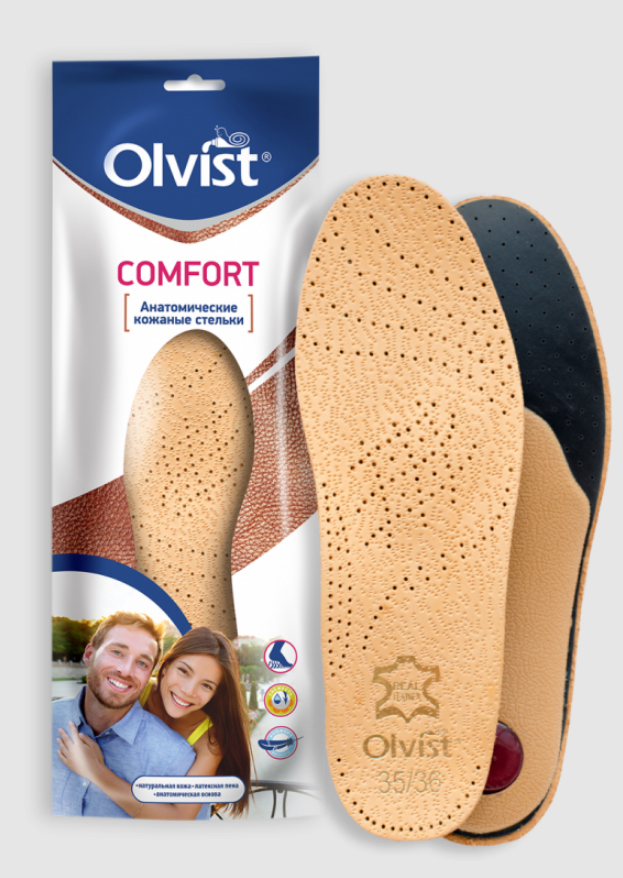 Стельки (Olvist) Comfort (Натуральная кожа, латекс, пластик)