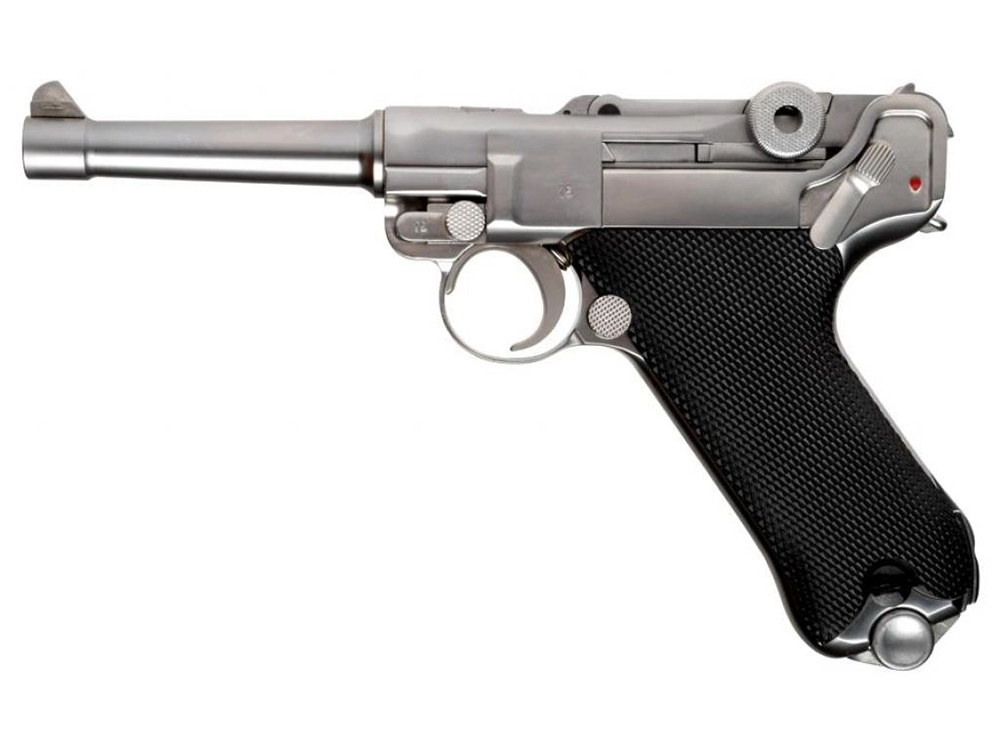 Пистолет (WE) Luger P-08 (Короткий, 4 дюйма, Металл, Хром)