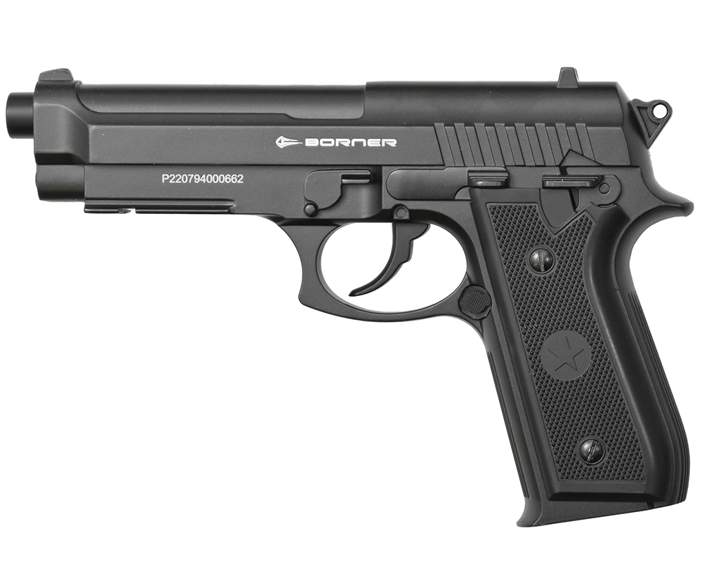 Пистолет (Borner) Beretta 92M (Weaver, CO2, Метал, Чёрный)