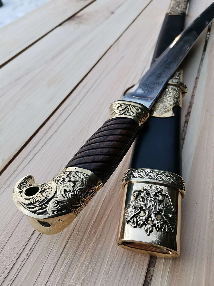 Шашка (Седов) Казачья обр. 1881г. наградная с орлом (Латунь, Дерево, Кожа)_4