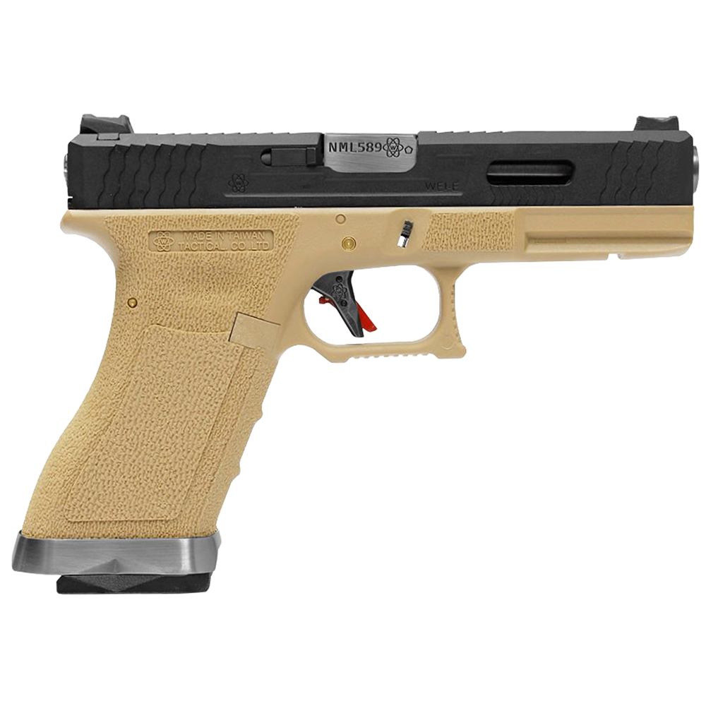 Пистолет (WE) GLOCK 18C G-Force (Greengas, Автоогонь, ПесочныйЧерный затворХром стволик)2