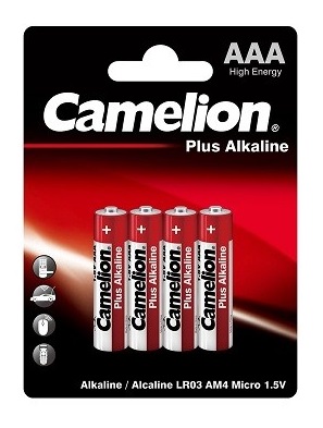 Батарейка AAA (Camelion) Plus Alkaline (LR03, 1.5 вольта, Блистер, 4шт)