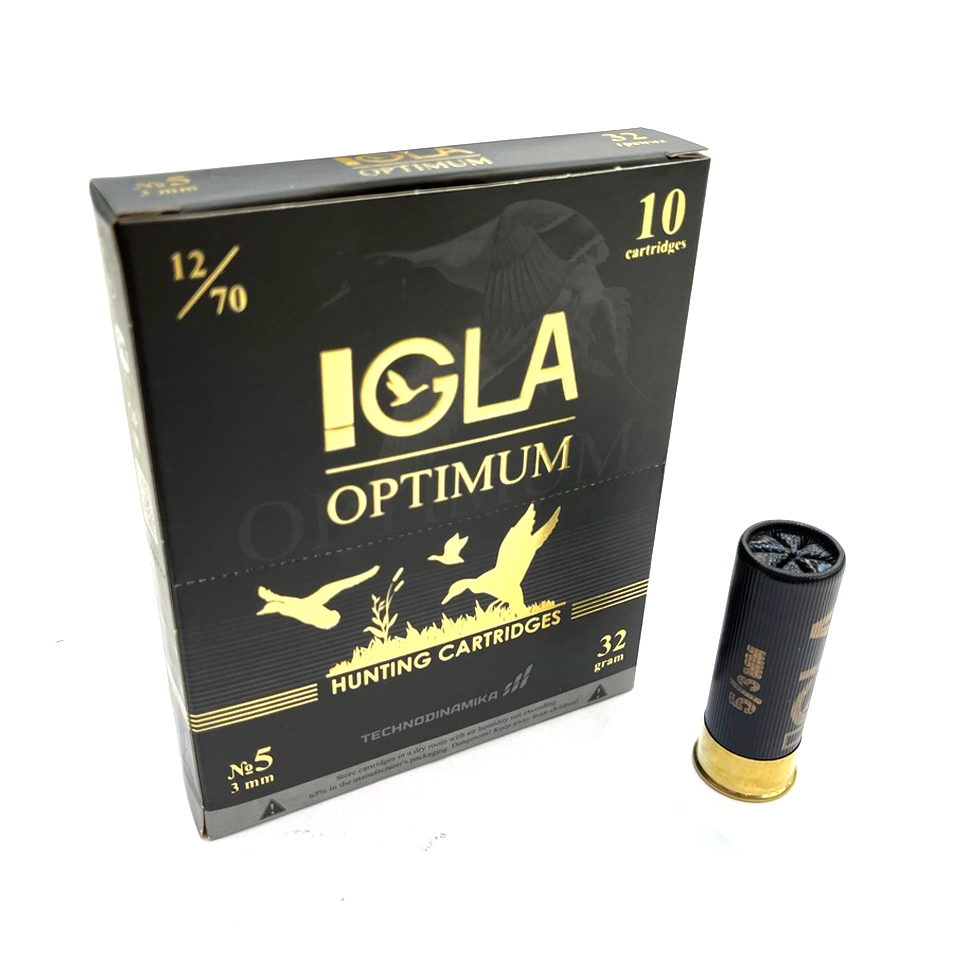 Патрон 12x70 (IGLA) Игла-Оптимум, Дробь № 5, 32 гр., (пачка 10 шт.)