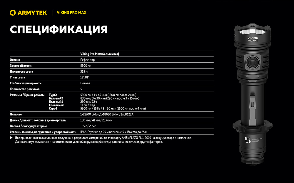 Фонарь (Armytek) Viking Pro Magnet4