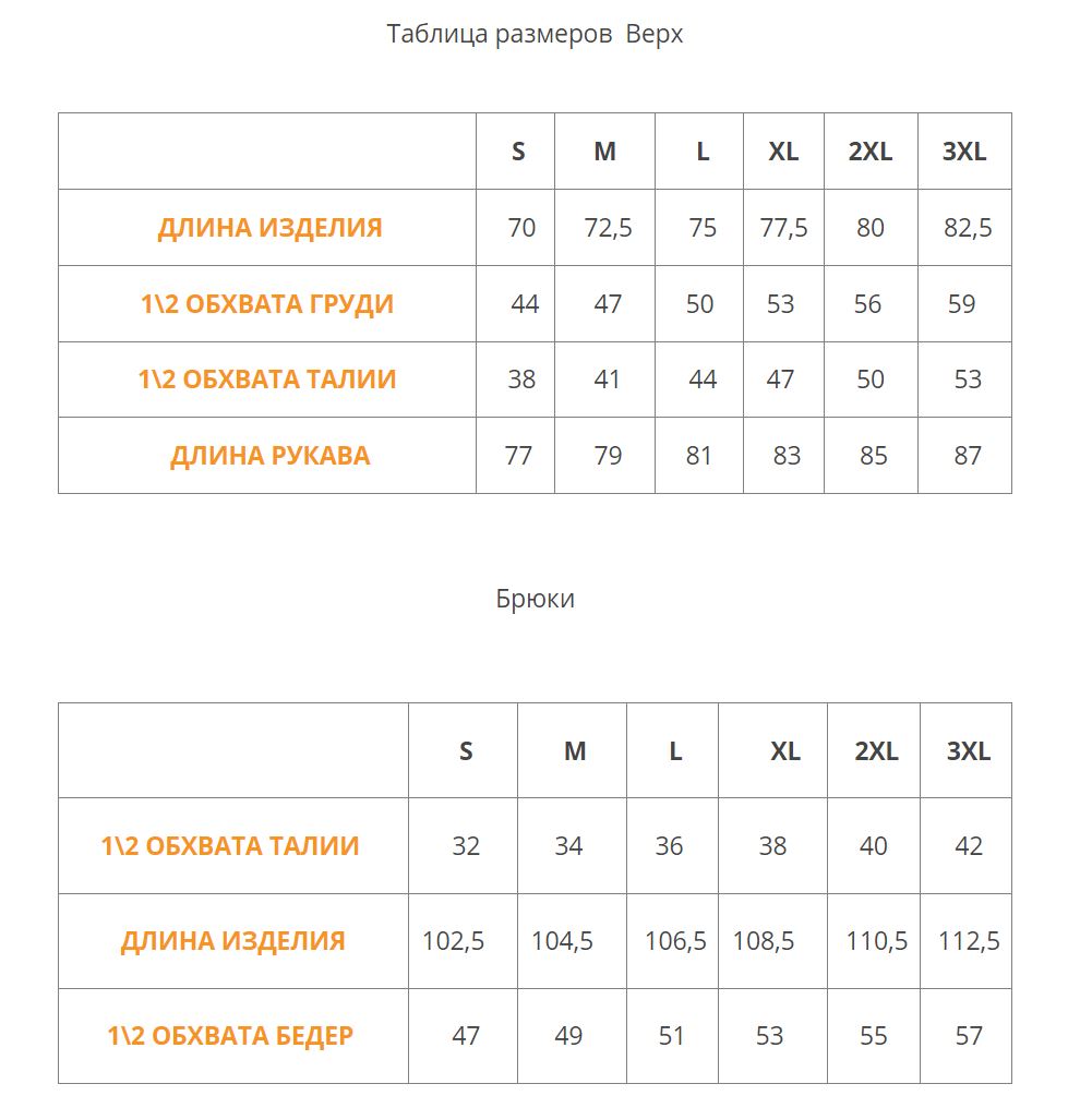 RH 2016-934 5 таблица размеров