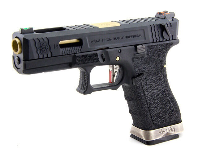 Пистолет (WE) GLOCK 18C G-Force Gen.4 (Автоогонь, Greengas, Blowback, ЧерныйЗолоченый ствол)