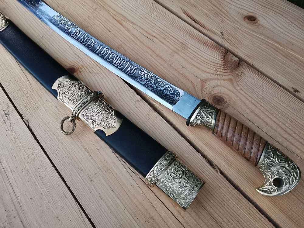 Шашка (Седов) Казачья обр. 1881г. наградная (Латунь, Дерево, Кожа)_3