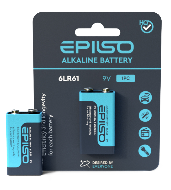 Батарейка Крона (Epilso) (6LR61, 9 вольт, Блистер, 1шт)