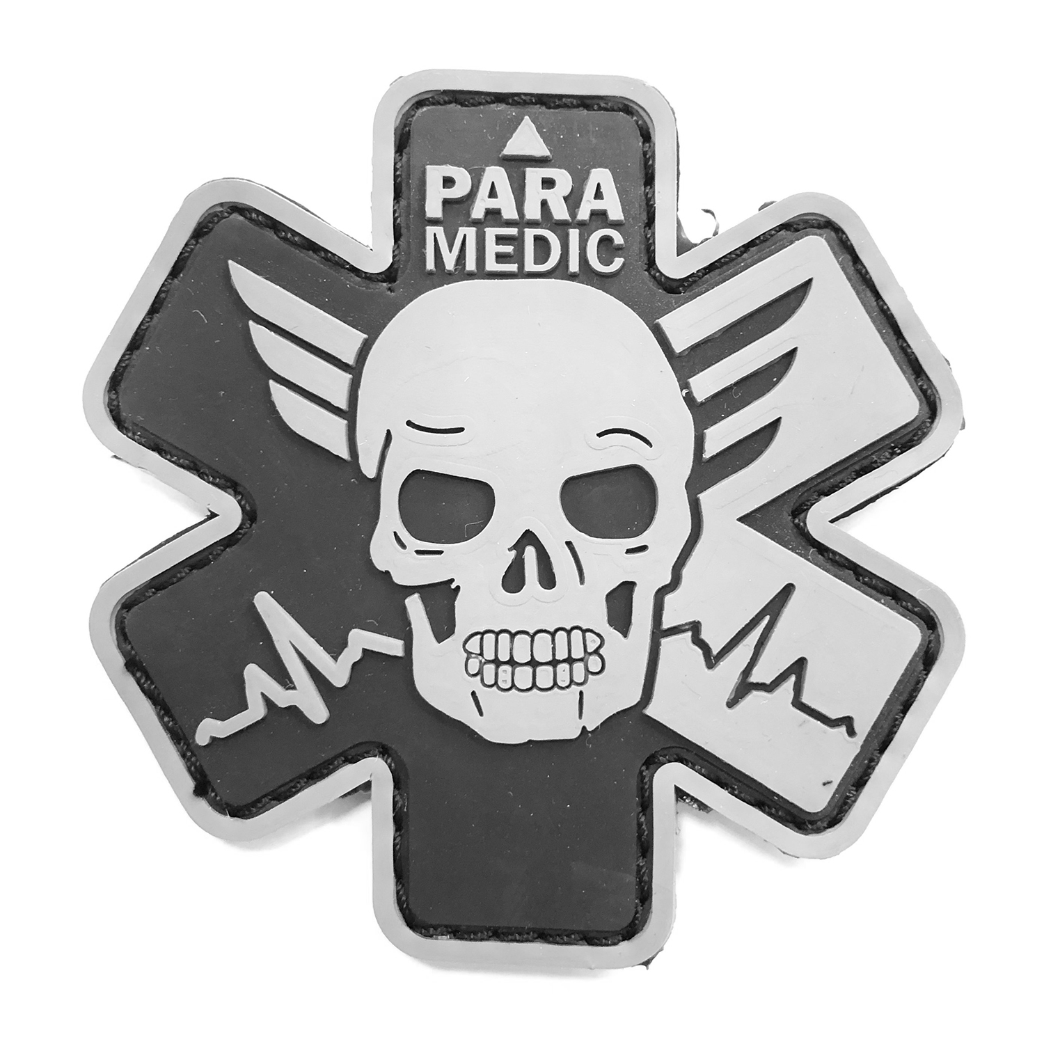 Нашивка Paramedic (ПВХPVC, 73х75мм, Серый на черном)