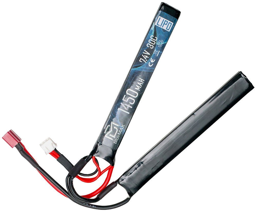 Аккумулятор (BlueMAX) 7.4V LiPo 1450mah с Т-разъемом (30C, 7.5x17x115мм, двухлепестковый)
