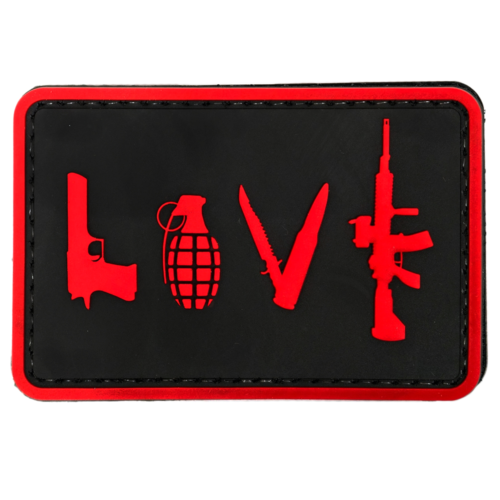 Нашивка Love Guns (ПВХPVC, Черный с красным)