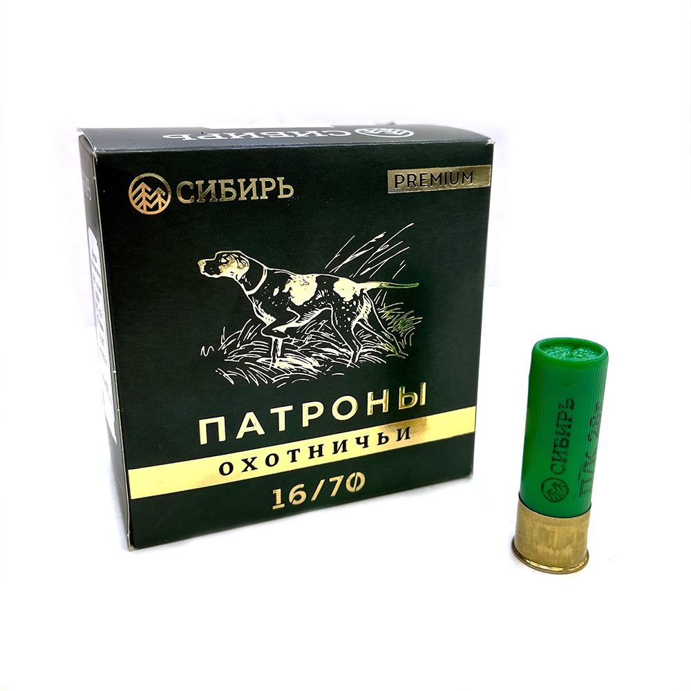 Патрон 16x70 (Сибирь) PREMIUM Дробь № 1, 28 гр., (пачка 25 шт.)