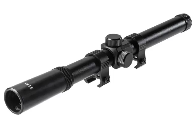 Прицел оптический (Target Optic) 4x15 (Труба 18, Крест, Кольца 11 мм)