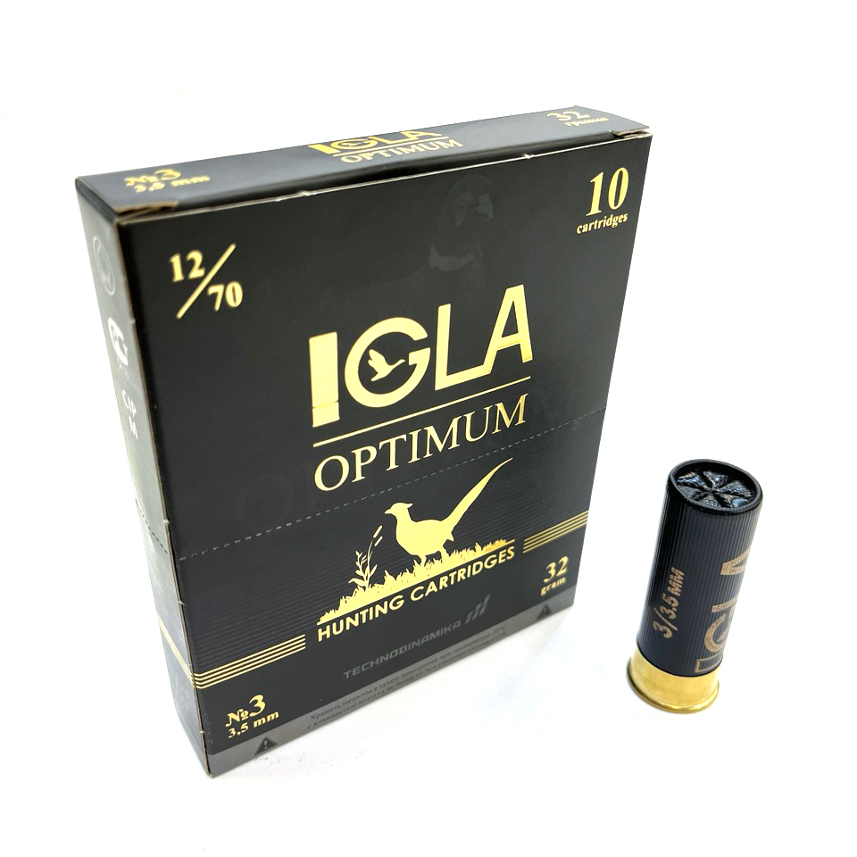 Патрон 12x70 (IGLA) Игла-Оптимум, Дробь № 3, 32 гр., (пачка 10 шт.)