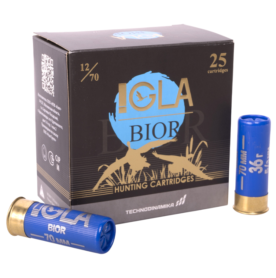 Патрон 12x70 (IGLA) IGLA-BIOR, Дробь № 5, 36 гр., (пачка 25 шт.)