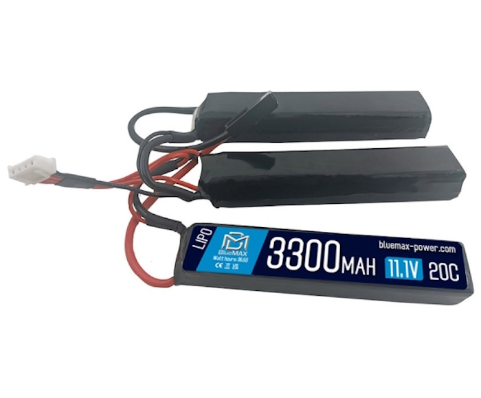 Аккумулятор (BlueMAX) 11.1V LiPo 3300mAh (20C, 17x20x105мм, трёхлепестковый, М-серия, в цевье, приклад)