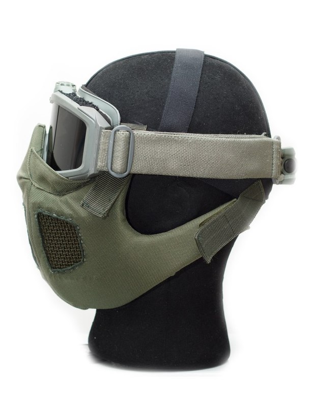 ПОЛУМАСКА (FACIAL ARMOR) PHANTOM (КРЕПЛЕНИЕ НА ШЛЕМ, С ВЫРЕЗАМИ ПОД НАУШНИКИ, ОЛИВА)