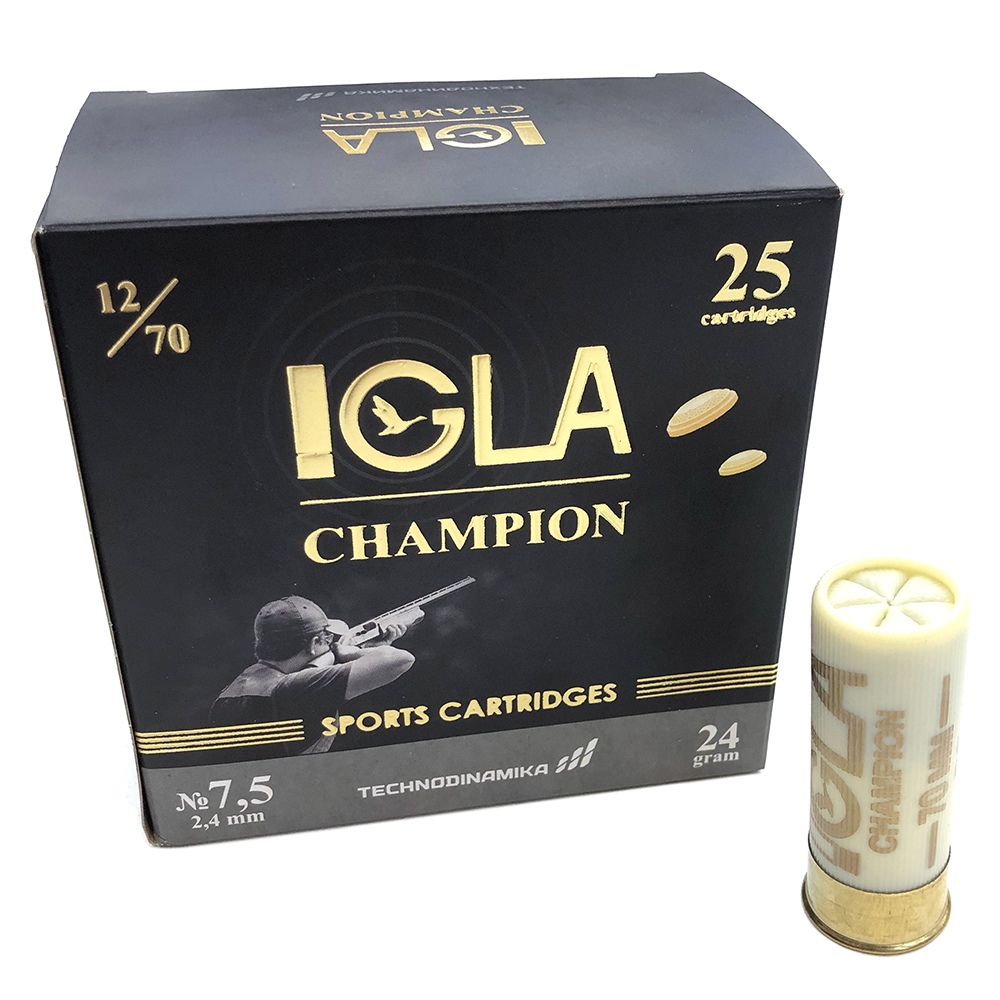 Патрон 12x70 (IGLA) Igla-Champion, Дробь № 7,5, 24 гр., (пачка 25 шт.)
